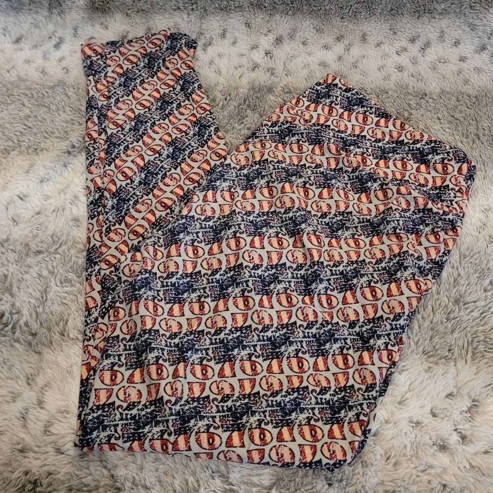 LULAROE TALL & CURVY LEGGINGS • EUC - RARE Americana 76' Bicentennial Design